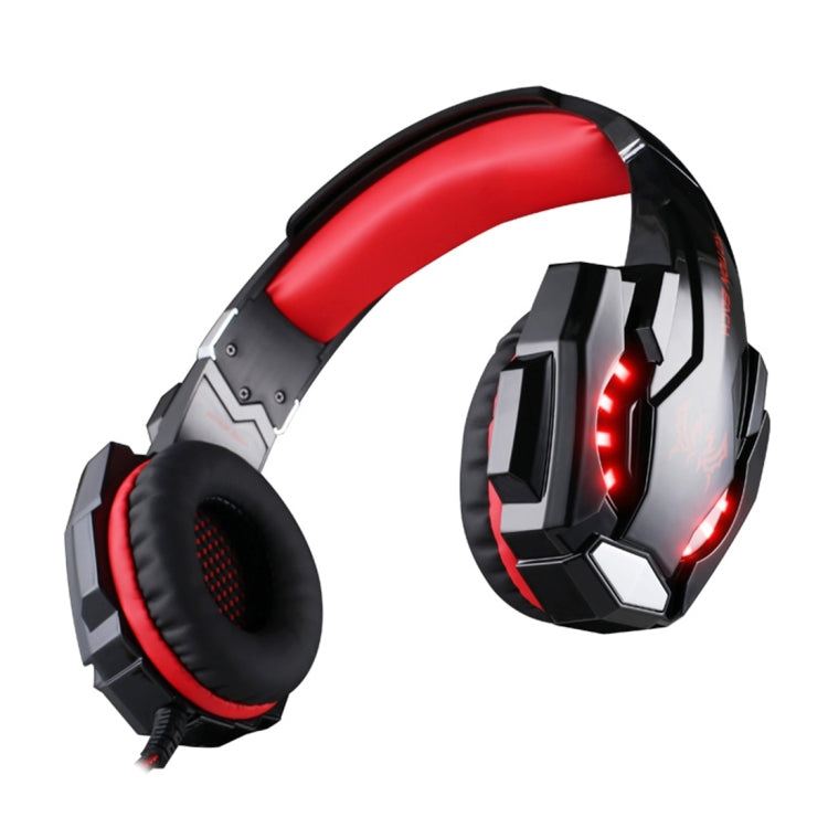 KOTION EACH G9000 3.5mm Game Gaming Headphone Headset Earphone Headband with Microphone LED Light for Laptop / Tablet / Mobile Phones,Cable Length: About 2.2m(Black Red)