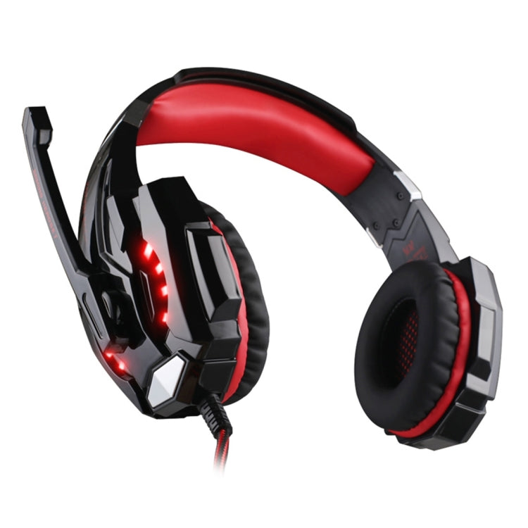 KOTION EACH G9000 3.5mm Game Gaming Headphone Headset Earphone Headband with Microphone LED Light for Laptop / Tablet / Mobile Phones,Cable Length: About 2.2m(Black Red)