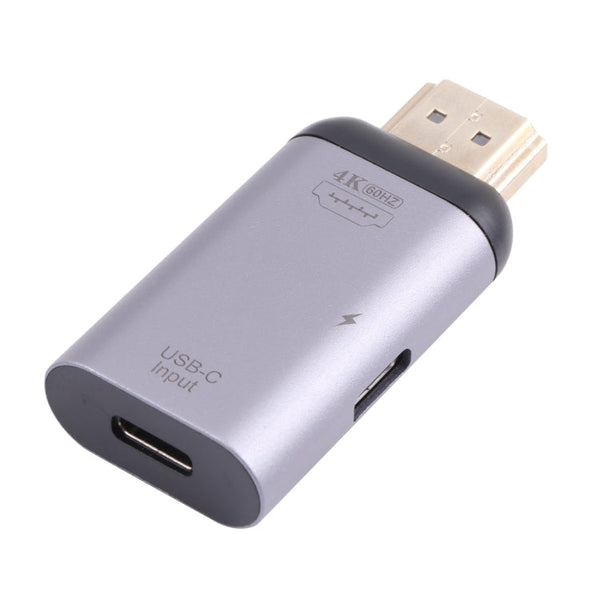 2 in 1 4K 60Hz HDMI Male to USB-C / Type-C Charging + USB-C / Type-C Female Adapter
