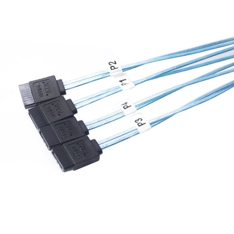Mini SAS (SFF-8087) to 4 x SATA 7-Pin Female Forward Breakout 6Gbps Data Cable, Length: 50cm