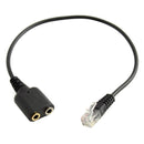 Dual 3.5mm Female to RJ9 PC / Mobile Phones Headset to Office Phone Adapter Convertor Cable, Length: 30cm (Black)