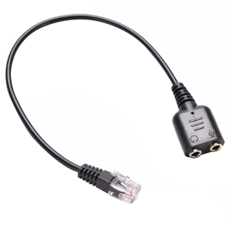 Dual 3.5mm Female to RJ9 PC / Mobile Phones Headset to Office Phone Adapter Convertor Cable, Length: 30cm (Black)