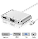 3 in 1 8 Pin to HDMI / VGA / Audio Adapter(Silver)