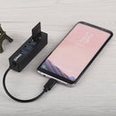 2 in 1 TF & SD Card Reader + 3 x USB Ports to USB-C / Type-C HUB Converter, Total Length: 24cm(Black)