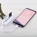 2 in 1 TF & SD Card Reader + 3 x USB Ports to USB-C / Type-C HUB Converter, Total Length: 24cm(White)