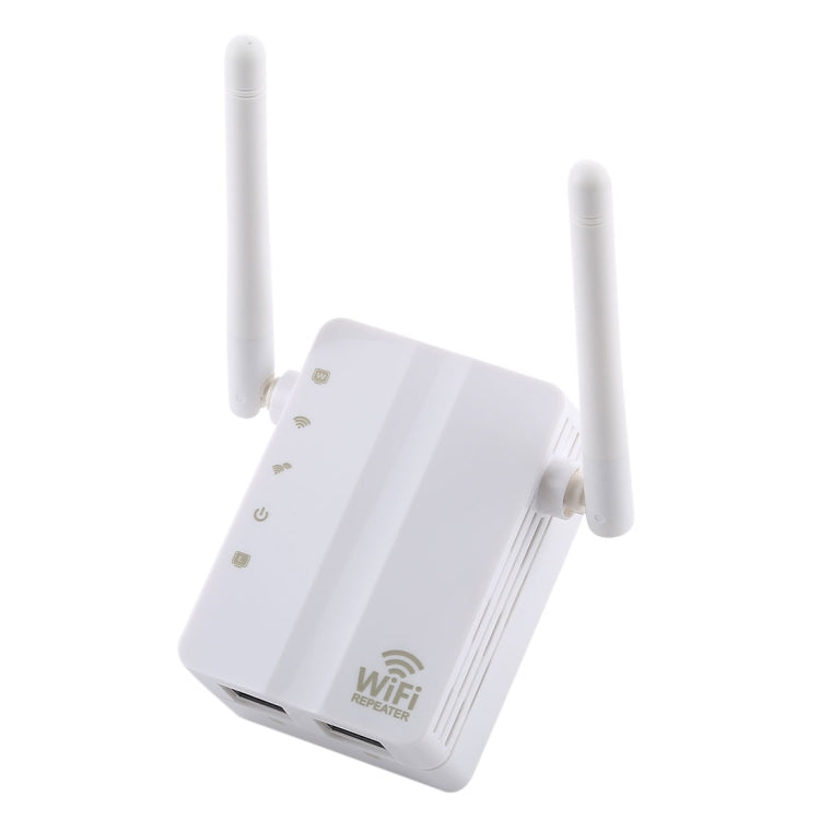 300Mbps Wireless-N Range Extender WiFi Repeater Signal Booster Network Router with 2 External Antenna, EU Plug(White)