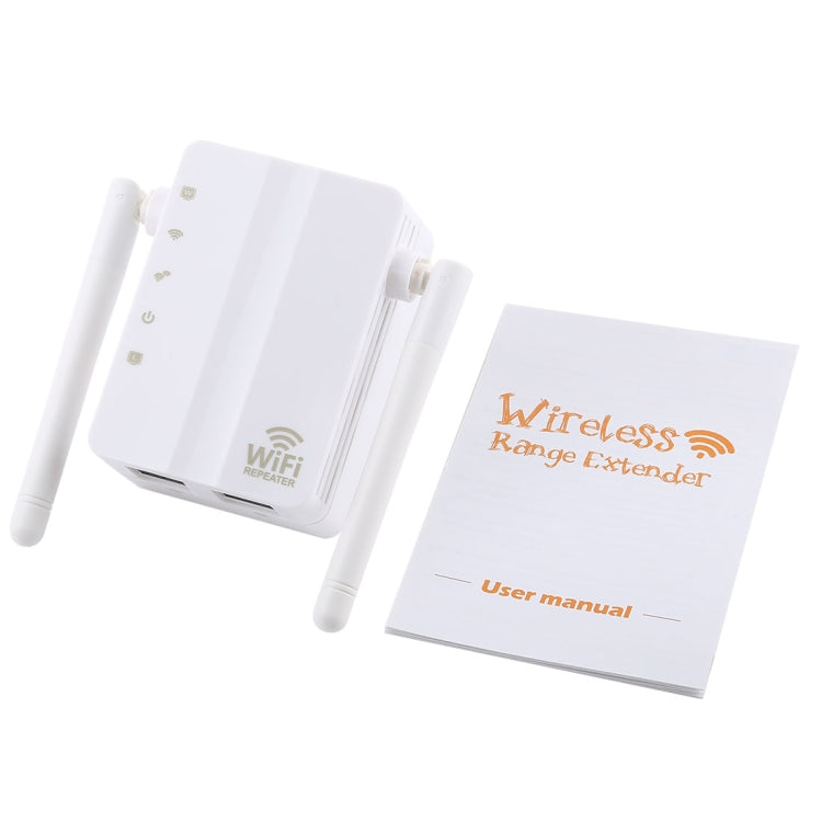 300Mbps Wireless-N Range Extender WiFi Repeater Signal Booster Network Router with 2 External Antenna, EU Plug(White)