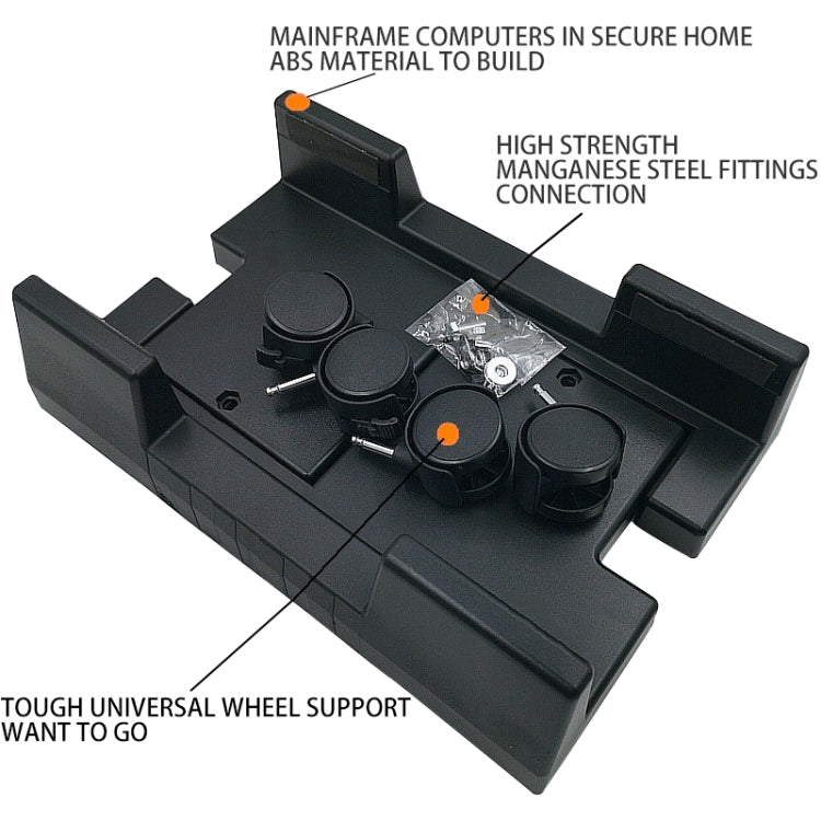 Computer Mainframe Host Adjustable Bracket with Wheel, Size: S(Black)