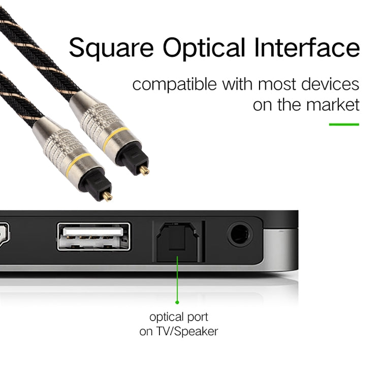 2m OD6.0mm Gold Plated Metal Head Woven Net Line Toslink Male to Male Digital Optical Audio Cable
