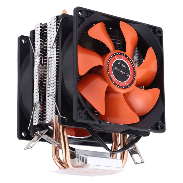 CoolAge AMD CPU Heatsink Hydraulic Bearing Cooling Fan Double Cooling Fan 3 Pin for Intel LGA775 115X AM2 AM3 AM4 FM1 FM2 1366