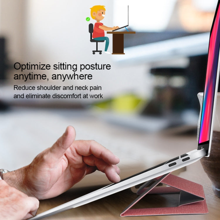 Build-in Magnetic Design Adjustable Automatic Adsorption Laptop PU Stand(Pink)