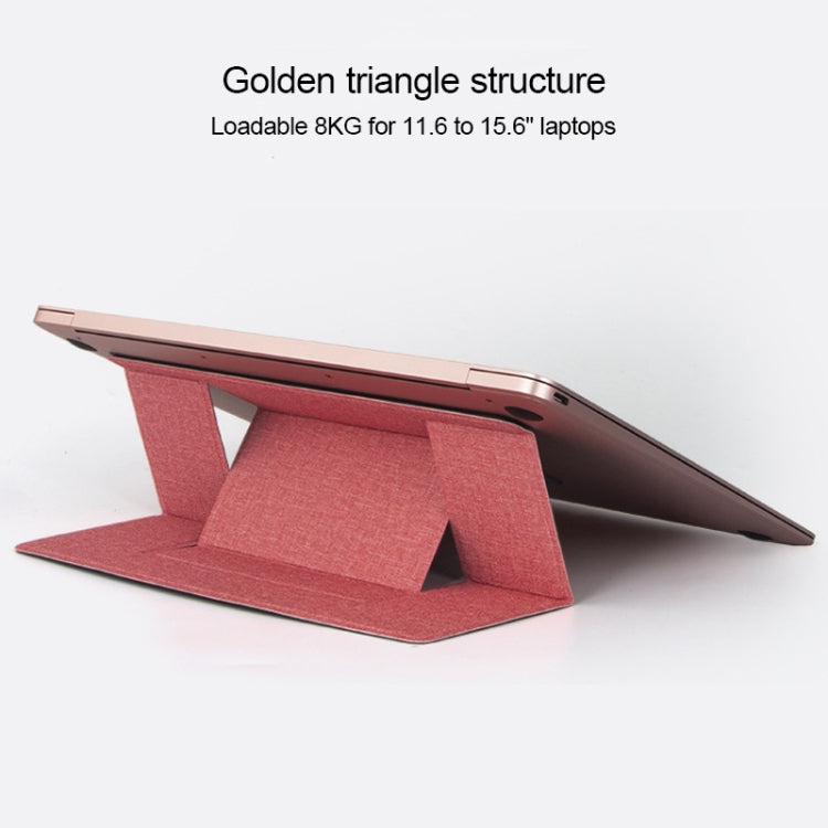 Build-in Magnetic Design Adjustable Automatic Adsorption Laptop PU Stand(Pink)