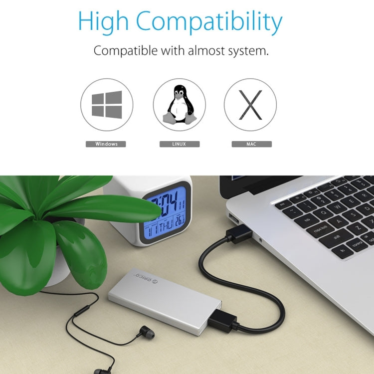 ORICO MSA-U3 USB3.0 Micro-B Aluminum External Storage Enclosure Hard Disk Box for 50mm x 30mm M-SATA SSD(Silver)