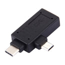 USB-C / Type-C Male + Micro USB Male to USB 3.0 Female Adapter(Black)