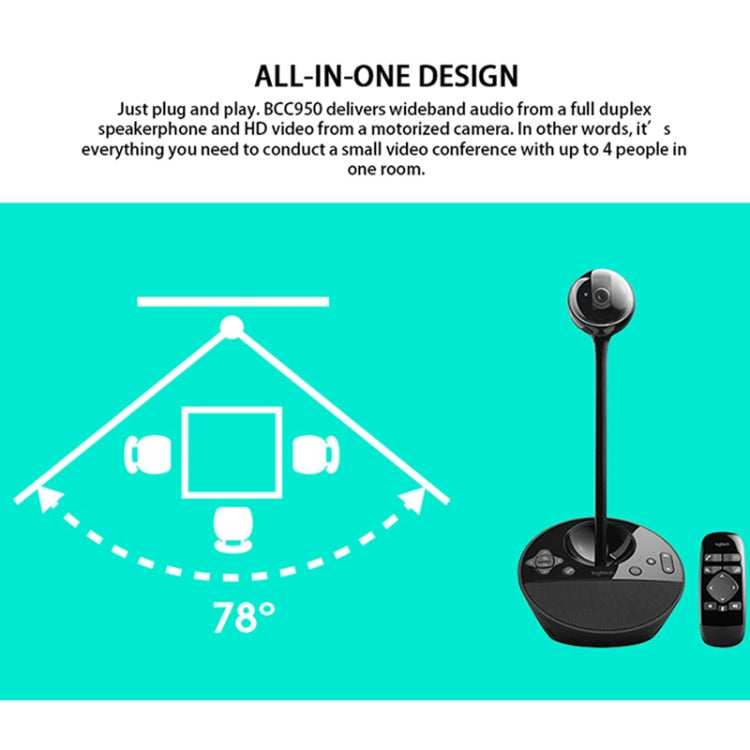 Logitech BCC950 1080P 30FPS Business HD Remote Control WebCam