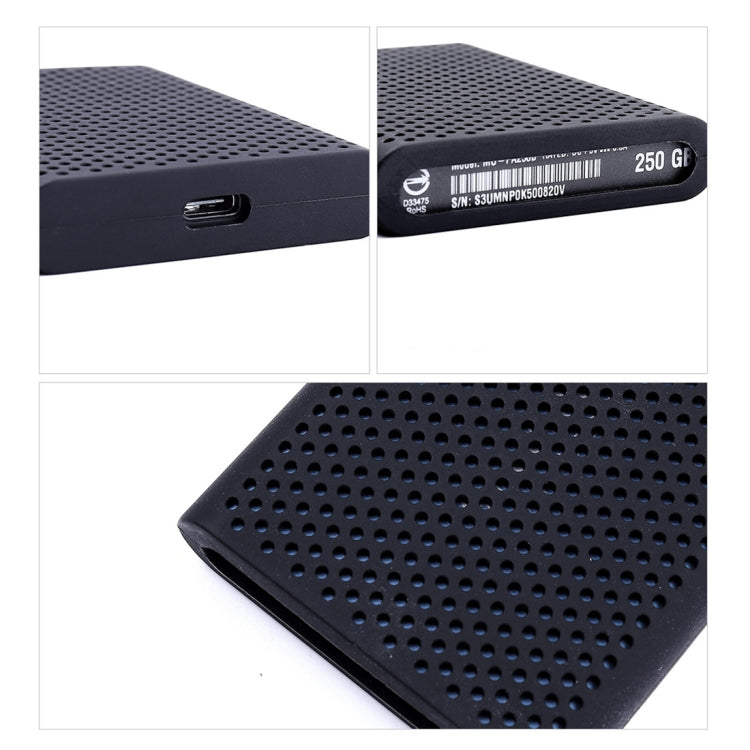 PT500 Scratch-resistant All-inclusive Portable Hard Drive Silicone Protective Case for Samsung Portable SSD T5, with Vents (Blue)