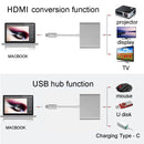 USB-C / Type-C 3.1 Male to USB-C / Type-C 3.1 Female & HDMI Female & USB 3.0 Female Adapter(Grey)