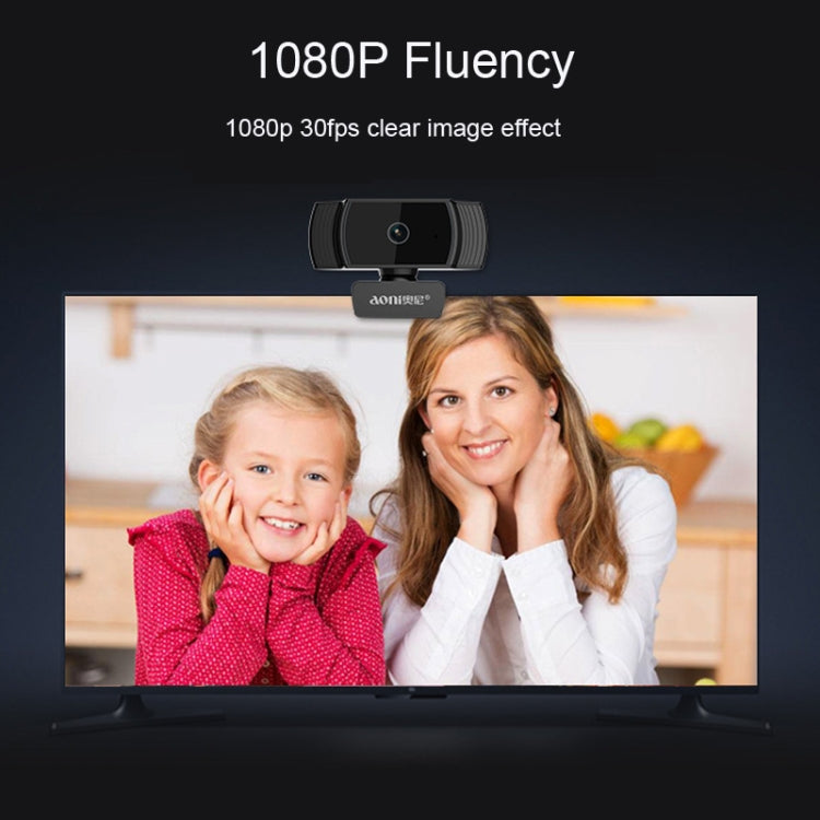 Aoni A20 FHD 1080P IPTV WebCam Teleconference Teaching Live Broadcast Computer Camera with Microphone (Black)