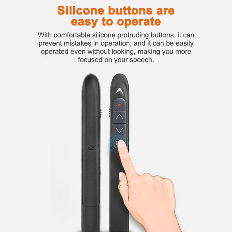 XM930 2.4GHz Wireless Laser PowerPoint Page Turning Pen Multimedia Wireless Presentation Projection Pen with USB Receiver, Support Low Battery Remind, Remote Control Distance: 100m(Black)
