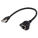 RJ45 Female to Male CAT6E Network Panel Mount Screw Lock Extension Cable, Length: 0.3m