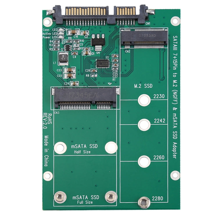 M.2 NGFF & mSATA SSD to SATA III 7+15 Pin Adapter Converter