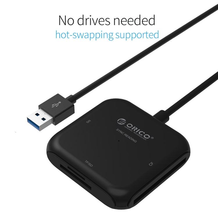 ORICO CRS31A 4 in 1 TF / SD / MS / CF Card to 5Gbps USB 3.0 Multi-function Smart Card Reader with 30cm USB Cable & LED Indicator