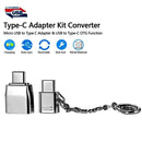 Micro USB Female to USB-C / Type-C Male + USB 2.0 Female to USB-C / Type-C Male Metal Adapter, For Galaxy S8 & S8 + / LG G6 / Huawei P10 & P10 Plus / Xiaomi Mi6 & Max 2 and other Smartphones