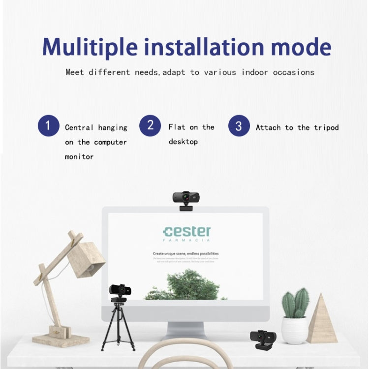 2K HD Business Smart Computer Camera USB Webcam with Microphone