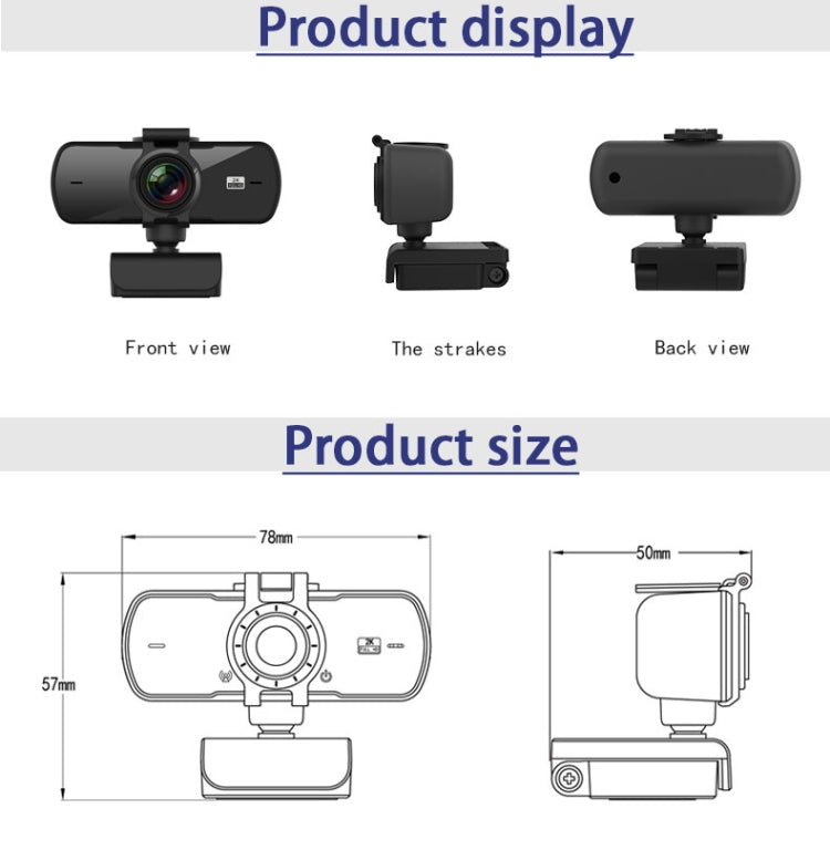 2K HD Business Smart Computer Camera USB Webcam with Microphone