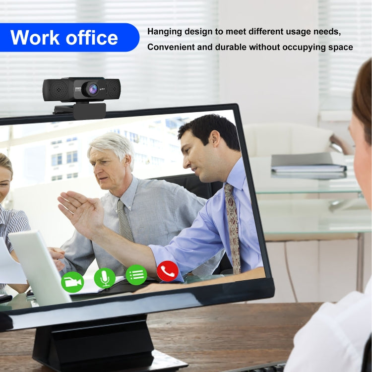 HXSJ S5 1080P Adjustable HD Video Webcam PC Camera with Microphone(Black)