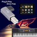 USB-C / Type C Female to USB 2.0 B MIDI Male Adapter for Electronic Instrument / Printer / Scanner / Piano (Grey)