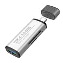 ADS-103 3 in 1 Type-C Male to USB 3.0 Female + SD / TF Card Slots OTG Adapter SD / TF Card Reader (Silver)