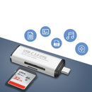 ADS-103 3 in 1 Type-C Male to USB 3.0 Female + SD / TF Card Slots OTG Adapter SD / TF Card Reader (Silver)