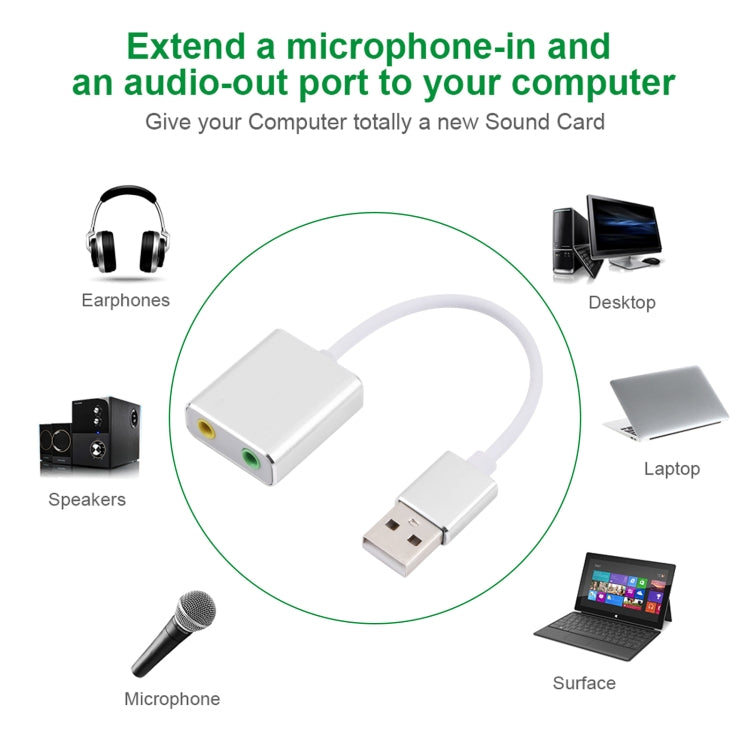 HIFI Magic Voice 7.1CH USB Sound Card (Silver)