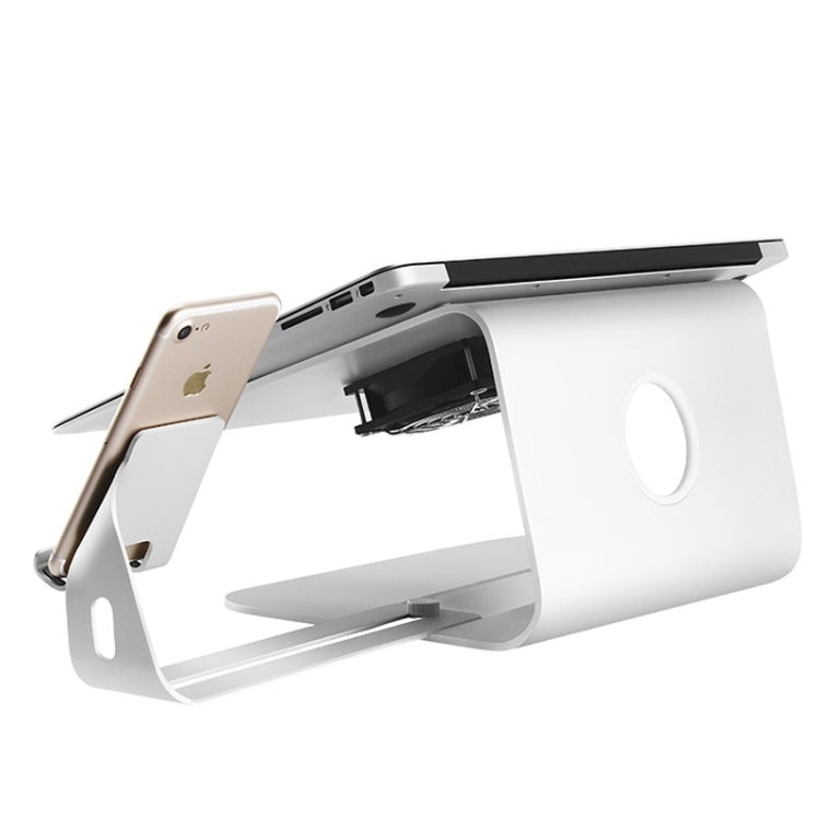 SOPI ZJ-001 Aluminum Cooling Stand with Phone Holder & Cool Fan for Laptop, Suitable for Mac Air, Mac Pro, iPad, and Other Laptops(Silver)