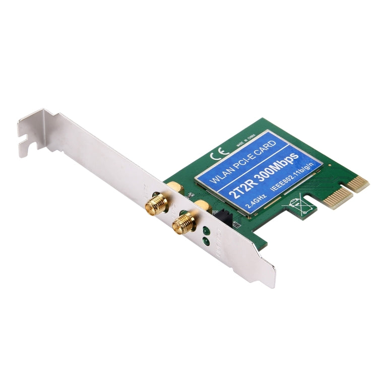 300Mbps PCI Express Wireless LAN Network Adapter Card with 2 Antennas, IEEE 802.11b / 802.11g / 802.11n Standards