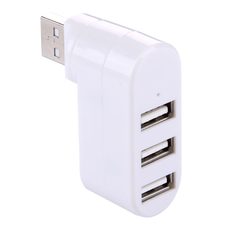 180 Degree Rotation USB Head 3 Ports USB 2.0 Portable HUB(White)