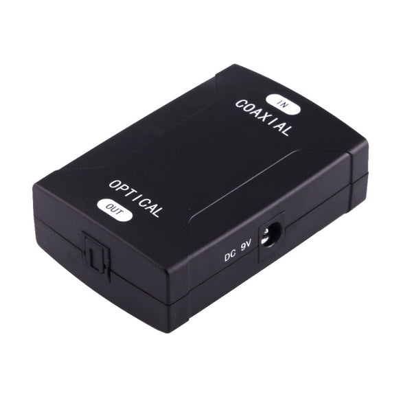 Coaxial RCA Input to Optical Toslink Output Digital Audio Converter Adapter(Black)