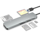 Rocketek CR308 USB3.0 Multi-function Card Reader CF / CFast / SD / MS / TF Card 5 in 1 (Silver Grey)