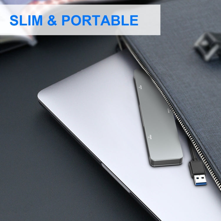 Rocketek CR308 USB3.0 Multi-function Card Reader CF / CFast / SD / MS / TF Card 5 in 1 (Silver Grey)