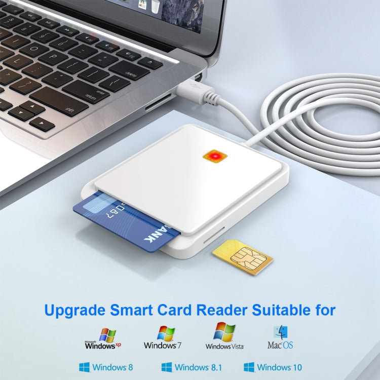 Rocketek CR317 USB 2.0 SIM / ID / CAC Smart Card 2 in 1 Card Reader (White)