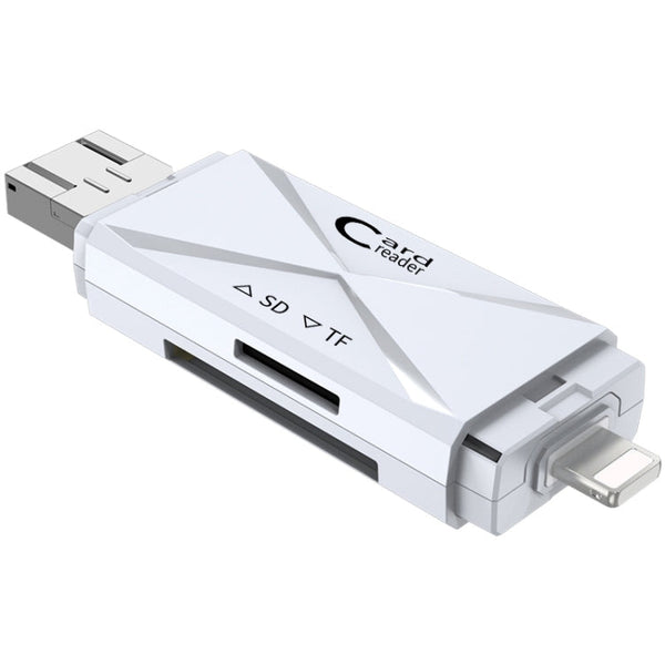 ADS-208 8 Pin+USB+Micro USB Multi-function Card Reader (Silver)