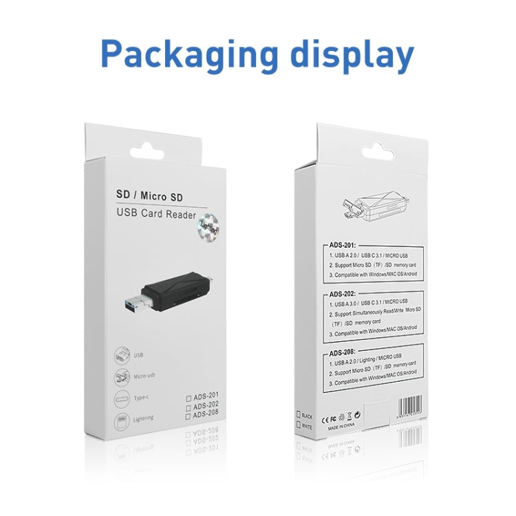 ADS-208 8 Pin+USB+Micro USB Multi-function Card Reader (Silver)