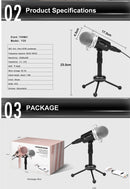 Yanmai Y20 Professional Game Condenser Microphone with Tripod Holder, Cable Length: 1.8m, Compatible with PC and Mac for Live Broadcast Show, KTV, etc.(Black)