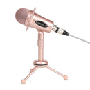 Yanmai Y20 Professional Game Condenser Microphone with Tripod Holder, Cable Length: 1.8m, Compatible with PC and Mac for Live Broadcast Show, KTV, etc.(Rose Gold)