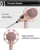 Yanmai Y20 Professional Game Condenser Microphone with Tripod Holder, Cable Length: 1.8m, Compatible with PC and Mac for Live Broadcast Show, KTV, etc.(Rose Gold)