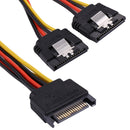 20cm 15 Pin Male to 2 x 15 Pin Female SATA Power Supply Extension Cable