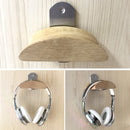 L-shaped Stainless Steel Patch + Solid Wood Wall-mounted Headset Holder