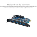 ORICO PVU3-5O2I USB3.0 * 5 + 20Pin Slot * 1 PCI Express Card for Desktop, 5Gbps Superspeed Data Transmission(Black)