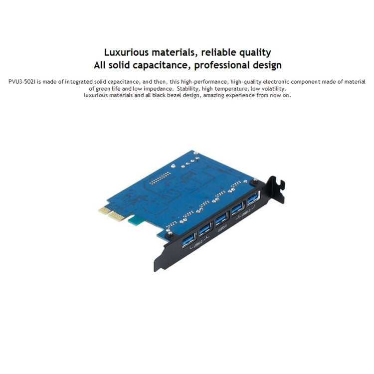 ORICO PVU3-5O2I USB3.0 * 5 + 20Pin Slot * 1 PCI Express Card for Desktop, 5Gbps Superspeed Data Transmission(Black)